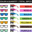 Neon Party Sunglasses,28 Pack 7 Colors Bulk Sunglasses for Adults and Teens,80s Retro Style Party Favors for Summer Pool,Beach,Birthday,Graduation,Outdoor Party Supplies,Goody Bag Favors