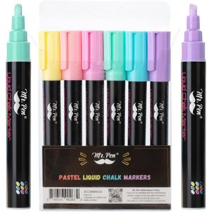 Mr. Pen- Liquid Chalk Markers for Chalkboard Markers, 6 Pack, Dual Tip, Pastel Colors,  Chalk Pens
