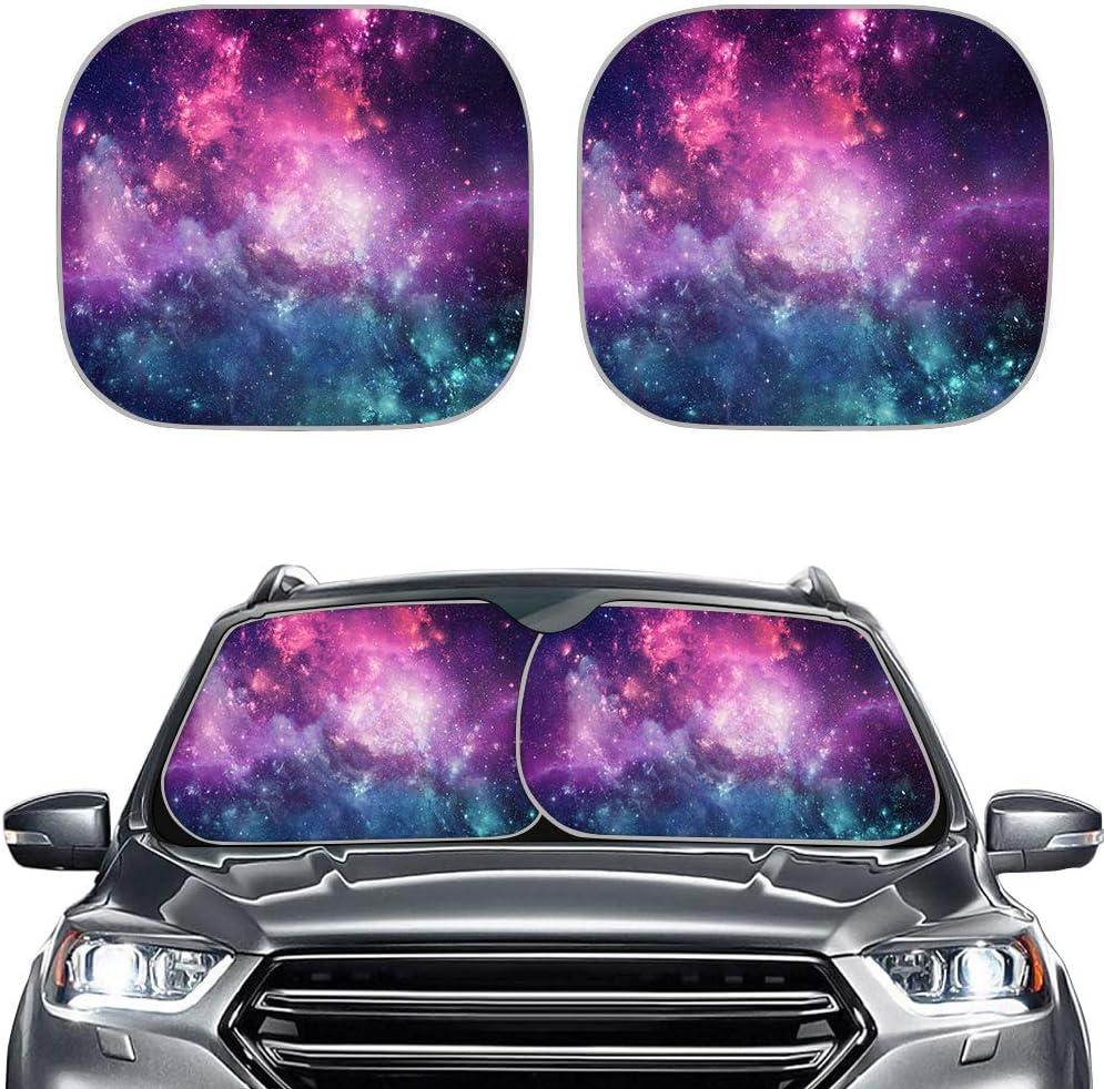 Renewold Galaxy Starry Front Windshield Sunshade Pack of 2 Universal fit Most Car Van Truck Sedan,UV Rays Shade,Auto Outdoor Protective Accessiores