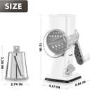 Geedel Rotary Cheese Grater - Upgraded Vegetable Shredder with 4 Interchangeable Blades, Easy to Clean Cheese Shredder with Handle, Kitchen Grater Nuts Grinder for Cutting Cheese, Vegetable, Nuts, White