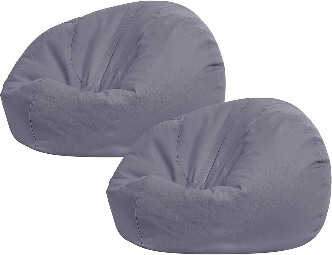 Sliner 2 Pcs Stuffed Animal Storage Bean Bag Chair Cover for Kids Adults (no Filler) Large Stuffable Zipper Beanbag Cover for Organizing Plush Toys or Memory Foam (Gray, Small) 