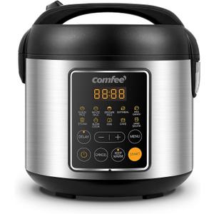 COMFEE' Rice Cooker, 4 Cups Uncooked, 8 Cups Cooked Slow Cooker, 2 Qt Small Multicooker with 10 Presets, Steamer & Grain Cooker, Non-Stick Inner Pot