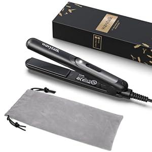 Wavytalk Mini Flat Iron 0.7 Inch Ceramic Mini Hair Straightener, Small Flat Irons for Short Hair, Curls Bangs, Dual Voltage for Travel Black