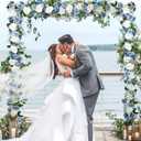 Lvydec 2 Pack Artificial Peony Flower Garland - 6ft Silk Peony Red Flower Garland Arch Flower Vine for Wedding Party Table Decoration(Blue and White)