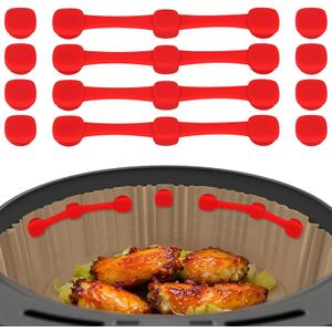 Air Fryer Magnets for Parchment Paper, Upgraded Powerful Magnetic Silicone Buckle for Holding Down Parchment Paper Liners, Lock Disposable Liners Safely and Prevent Paper to Burn (12PCS)
