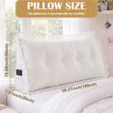 Leinuosen 39 in Ruffle Wedge Headboard Pillow for Dorm Twin XL College Bed Reading Bolster Dorm Velvet Triangular Bed Backrest Wedge Pillow Cushion for College Reading Support(White)