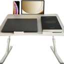Lap Desk for BedAdjustable Bed Laptop Table with Heights and AnglesFoldable Bed Desk with 2 Movable Stoppers for Laptop Writing Eating Drawing Working (Grey, Large (23.6"x15.7")) (Gray)