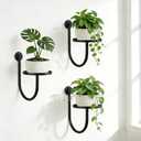 Wall Planters for Indoor Plants, 3 Pack Wall Mounted Plant Holder, Metal Plant Floating Decor Shelves, Space Saving, for Bedroom, Living Room, Kitchen, Office, Bathroom Decor