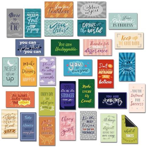 Xuhal 60 Pcs Inspirational Magnets Bulk Rectangle Positive Affirmation Magnets Decals Decorative Inspiring Quotes Fridge Magnetic Stickers for Adults Students Team Motivational Gifts (Classic)