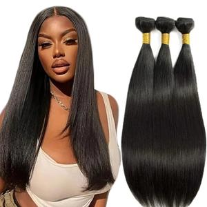 20 20 20 Inch Straight Bundles Human Hair 3 Bundles Brazilian Remy Hair 50 Grams/Bundle 10A Grade Unprocessed Virgin Hairs #1B Natural Black Color Straight Bundle Weaves Hair Extensions