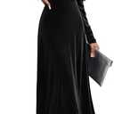 UUXQOYGR Women Velvet Maxi Dress Long Sleeve XL