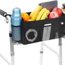 Upgrade Walker Basket with Cup Holder, Foldable Walker Storage Bag for Seniors with Big Capacity & Never Tipping Over, Best Gift for Family (Black)