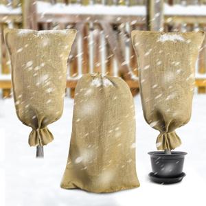 3 Pack 40" x 24" Burlap Winter Plant Cover Bags- Reusable Burlap Frost Cloth Plant Freeze Protection- Warm Burlap Sacks Plant Frost Blankets with Twine for Outdoor Garden Trees Potted Plants