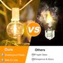 Bosceos Outdoor G40 LED Globe String Lights 25FT Dimmable Shatterproof Waterproof Patio Lights with 12+2 Bulbs Connectable Commercial Hanging Light for Patio Balcony Backyard Party (White Wire)