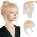 Hairro Clip On Bangs Human Hair Light Blonde Bangs Hair Clip In Bangs 3D Real Hair Topper With Bangs Wispy Air Bangs Hairpieces French Bangs 8 Inches 10g #613