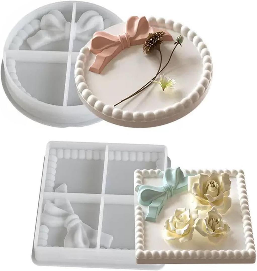 2PCS Bubble Coaster Epoxy Resin Molds, Butterfly Silicone Plate Tray Molds,Round and Square Shape Resin Epoxy Molds for DIY Crafts, Jewelry Tray, Home Decor