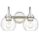 Audickic 2-Light Bathroom Light Fixtures, Brushed Nickel Vanity Light with Globe Clear Glass Shade, Modern Vanity Lighting Fixtures Over Mirror, AD-22280-2W-SN