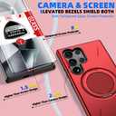 for Samsung Galaxy S24 Ultra Case with 360Rotatable Invisible Magnetic Stand Ring[Compatible with MagSafe] [1*Screen Protector] for S24 Ultra Phone Case Military-Grade Shockproof Slim Red