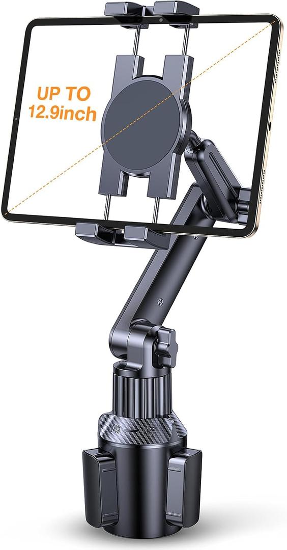 Coolpow Cup Holder Tablet Holder for Car15" Height Adjustable Car Cup Holder ipad Car Mount for Truck Stand Car Tablet Holder Multi Angle Car Mount for All 4.7"-13" Apple iPad Samsung Galaxy Tab