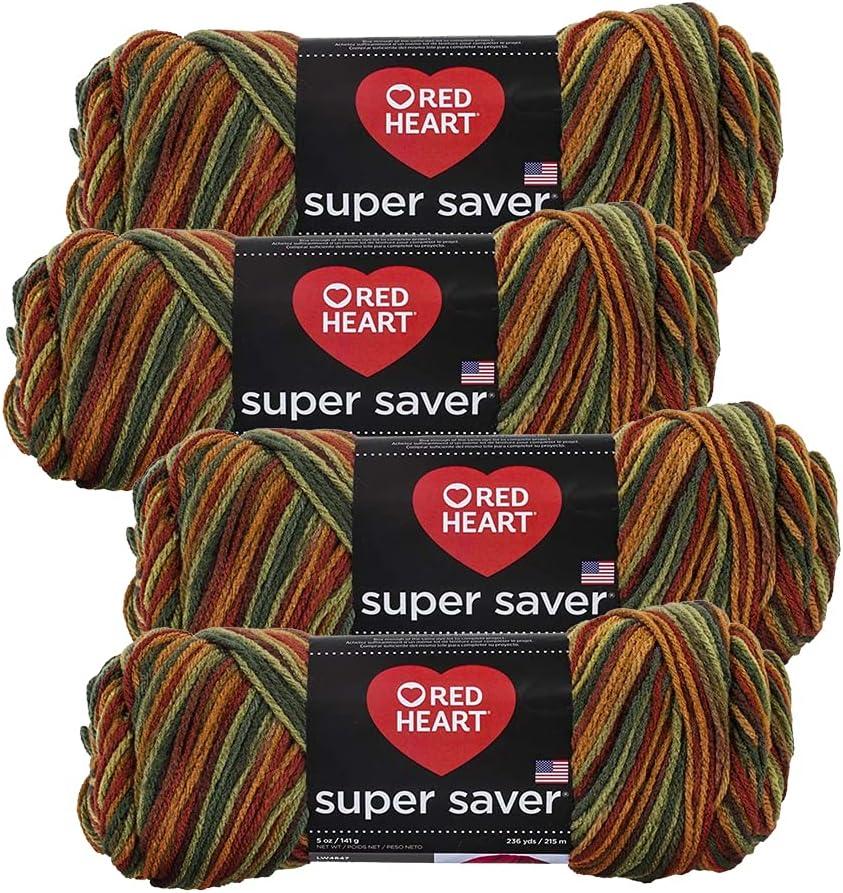 Red Heart Super Saver Yarn (4-Pack of 5oz Skeins) (Fall)