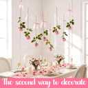 8 Set Rose Flower Garland, Artificial Flower Decoration, Artificial Floral Hanging Rose with Bows Garland Ceiling Decor with Hooks Jute Rope Fishing Line for Wedding, Proposal (Pink)
