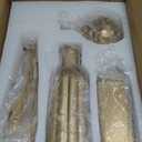 Set of 4 Gold Flower Vases - Small Gold Vases for Centerpieces, Elegant Glass Decorative Bud Vase for Wedding, Home, Table Decor with Vintage Golden Finish