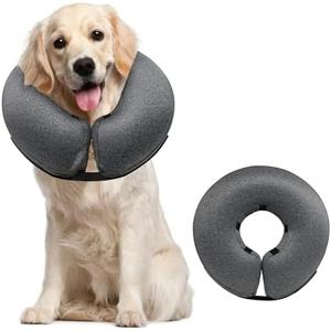 MIDOG Inflatable Dog Neck Donut Collar Alternative After Surgery, Soft Protective Recovery Cone for Small Medium Large Dogs and Cats Puppies - Alternative E Collar (Gray, L)