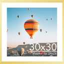30x30 Picture Frame Gold with 24x24 Mat, Display Photo 24x24 with Mat or 30 x 30 Without Mat, Wall Hanging Large 30x30 Poster Frame with Shatter Resistant Plexiglass, Gold