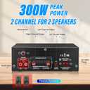 Daakro AK45 Stereo Audio Amplifier,300W Home 2 Channel Wireless Bluetooth 5.0 Power Amplifier System, Home Amplifiers FM Radio, USB, SD Card, with Remote Control Home Theater Audio Stereo System