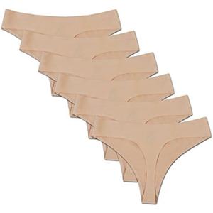 Bolivelan Womens Mid-Rise Seamless Thongs Comfy Underwear G-Strings Panties, Size XL