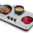 Cusimax Hot Plate Electric,Countertop Infrared Triple Burner with 7″ Ceramic Glass Cooktop,Electric Hot Plate for Cooking,11 Level Temperature Setting