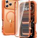 Diaclara Magnetic Designed for iPhone 17 Pro Case 6.3'' [Full Camera Protection] Full Body Bumper,[Compatible with MagSafe] Military Drop Proof Phone Case w/Built-in Screen Protector, Orange