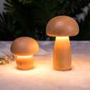 Mushroom-Night-Lights Rechargeable, Cordless Wooden Mushroom Table Lamps, Portable Desk Lamps for Bedroom, Studyroom, Living Room, Office, Birthday Gifts(2 Packs)
