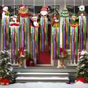 9 Pcs Christmas Party Decorations with Tassels 3.8ft Christmas Flowing Hanging Decorations Santa Claus Snowman Gingerbread Elk Hanging Decor for Xmas Winter Holiday Party Indoor Outdoor Decor