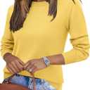 Zeagoo Womens 2026 Fall Sweaters Long Sleeve Tops Classic Crew Neck Pullover Sweaters Loose Dressy Casual Basic Clothes (Large, Yellow)