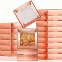Zonon 30 Pcs Kraft Paper Boxes with Window 4.13 x 4.13 x 1.18 Inch Candy Packaging, Small Gift Boxes, Soap holder, Mini Treat Packaging for Bakery Chocolate Jewelry Display (Rose Gold)
