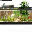 5 Gallon Fish Tank, Aquarium Plastic Starter Kit with Filter, led Light, sponge, and filter ball, Fish Tank for Betta, Plastic Nano Aquarium with Lid(18.5*7.87*8.07 inch / Black) (5 Gallon Fish Tank)