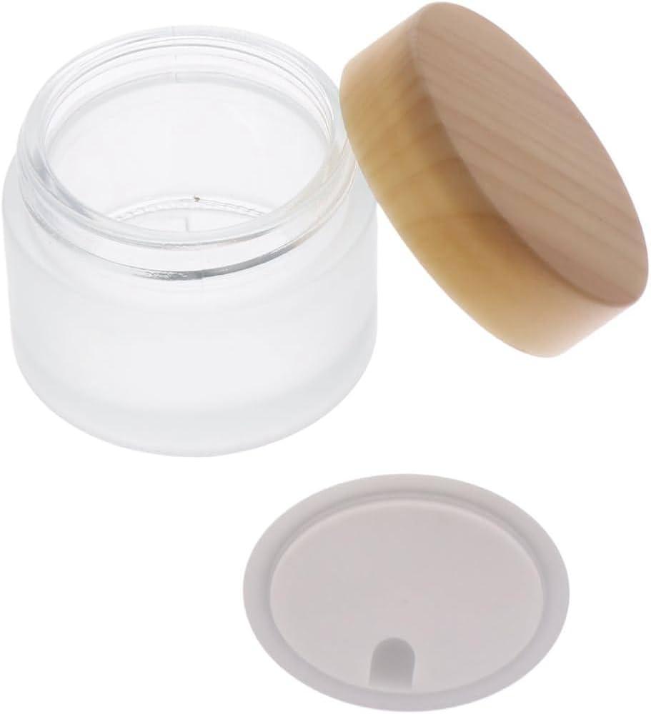 3Pcs Glass Lotion Cream Container with Lid Refillable Empty Sample Cosmetic Jar for Makeup Scrub Cream Toiletries Home Travel (Clear,15ml,30ml,50ml)