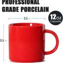 12 oz Stackable Coffee Mugs for Office Party, M101 Novelty Ceramic Cup for Boy Girl lover Women Men, Set of 4, Red