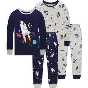 Dolphin&Fish Boys Pajamas 4Piece Toddler Kids Pjs Sets Cotton Toddler Clothes Sleepwears (14)