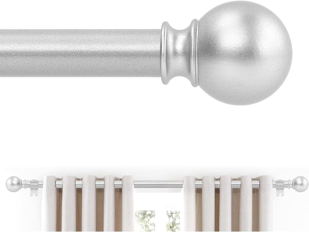 Silver Curtain Rods 18 to 60 Inches(1.5-5 Feet), 5/ 8 inch Splicing Drapery Rods, Small Curtain Rods Set, Size: 18''-60'', Silver