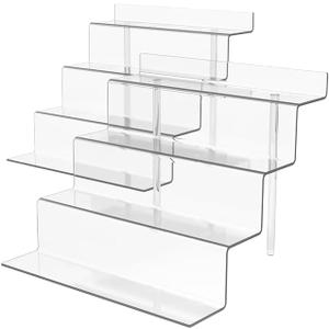 ihomecooker Acrylic Stands for Display,4 Tier Clear Cupcakes Perfumes Figurines Display Stand Risers Shelf Vendors Amiibo Funko Cupcakes Perfumes Candies Cosmetics Decoration and Organizer (2P-9X6-Clear)