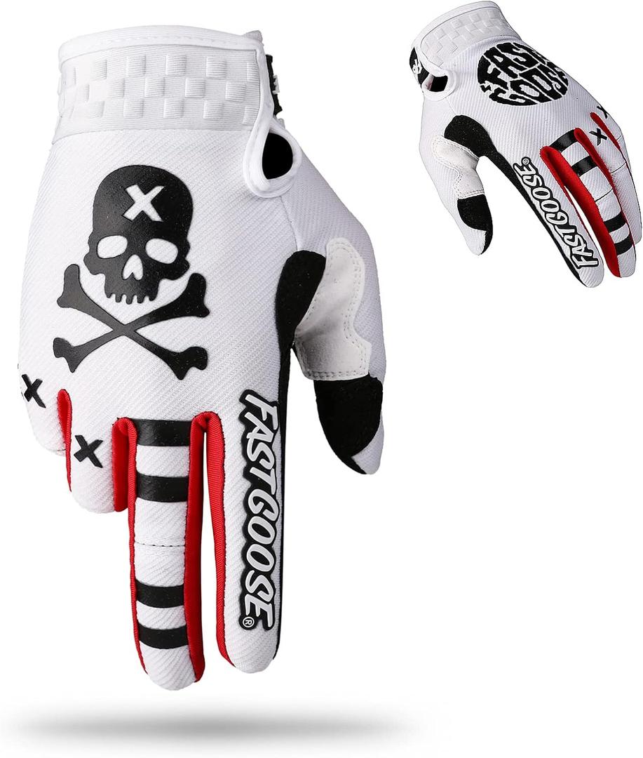 Dirt Bike Motorcycle Gloves - Motocross, Motorbike & ATV Off Road Racing Sports Cycling Gloves (X-Large, White)
