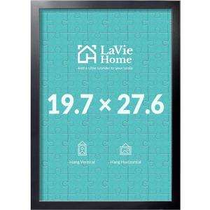 LaVie Home 19.7x27.6 Picture Frame Black, Puzzles Frame for Wall Decoration, Classic Black Minimalist Style Suitable for Decorating Houses, Offices, Hotels, Puzzles Posters Photos or Artwork（1 Pack）