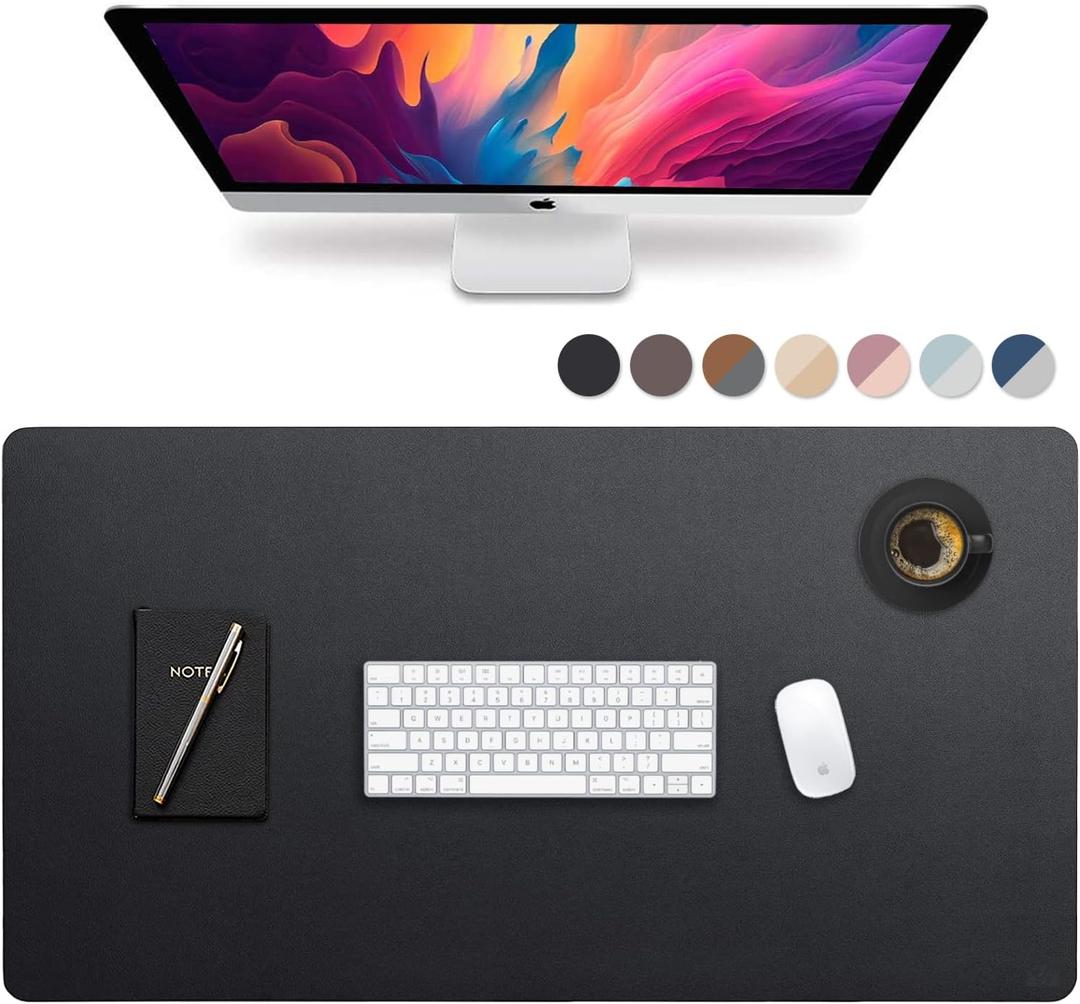 Vine Creations Leather Desk Mat Large 44" x 22", Desk Protector Mat, PU Leather Desk Pad, Large Mouse Pad, Desk Blotter, Desk Pads on Top of Desks, Desk Matt for Desktop, Office Desk Mat (Black)