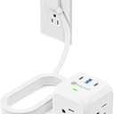 Power Strip Cube with USB Ports, 900 Joules Surge Protection, 10 ft Flat Plug Extension Cord, 3 AC Outlet 3 USB Ports(2 USB C), Desk Charging Station for Home Office Travel, White