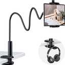 KDD Gooseneck Tablet Stand, 360° Adjustable Phone & iPad Holder for Bed and Desk, Flexible Arm Mount Clip for Video Recording, Bedside & Headboard Clamp for iPad Pro 12.9, Mini, Switch
