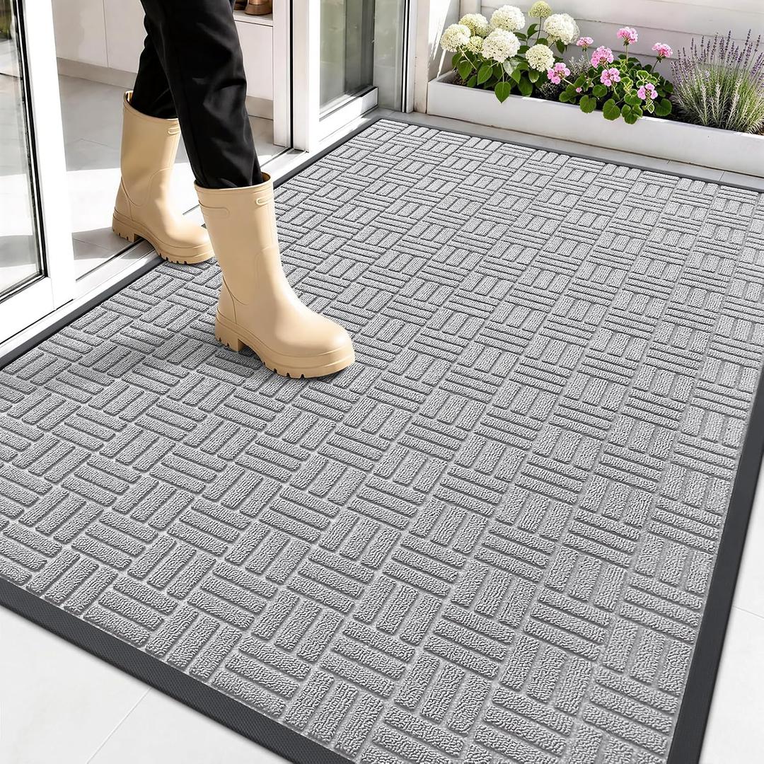 OLANLY Front Door Mat Outside Entrance 59x34, Heavy-Duty Rubber Doormat