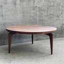 Triangle Coffee Table Solid Wood Mid-Century Modern Vintage Oval End Table for Living Room, Home Office
