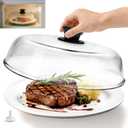 10in Glass Microwave Splatter Cover Microwave Safe Glass Lid Cover with Ceramic Screw, Heat Resistant Tempered Glass Splatter Guard, Vented Universal Microwave Plate Cover, Dishwasher Safe